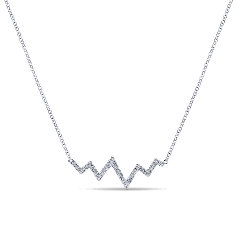 14K White Gold Zig Zag Diamond Necklace - 0.25 ct - Shot 1