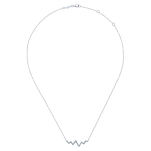 14K White Gold Zig Zag Diamond Necklace