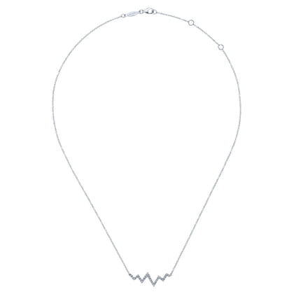 14K White Gold Zig Zag Diamond Necklace
