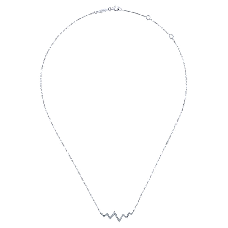 14K White Gold Zig Zag Diamond Necklace - 0.25 ct - Shot 2
