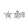 14K White Gold and Diamond Star Stud Earrings - 0.5 ct
