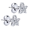 14K White Gold and Diamond Star Stud Earrings - 0.5 ct