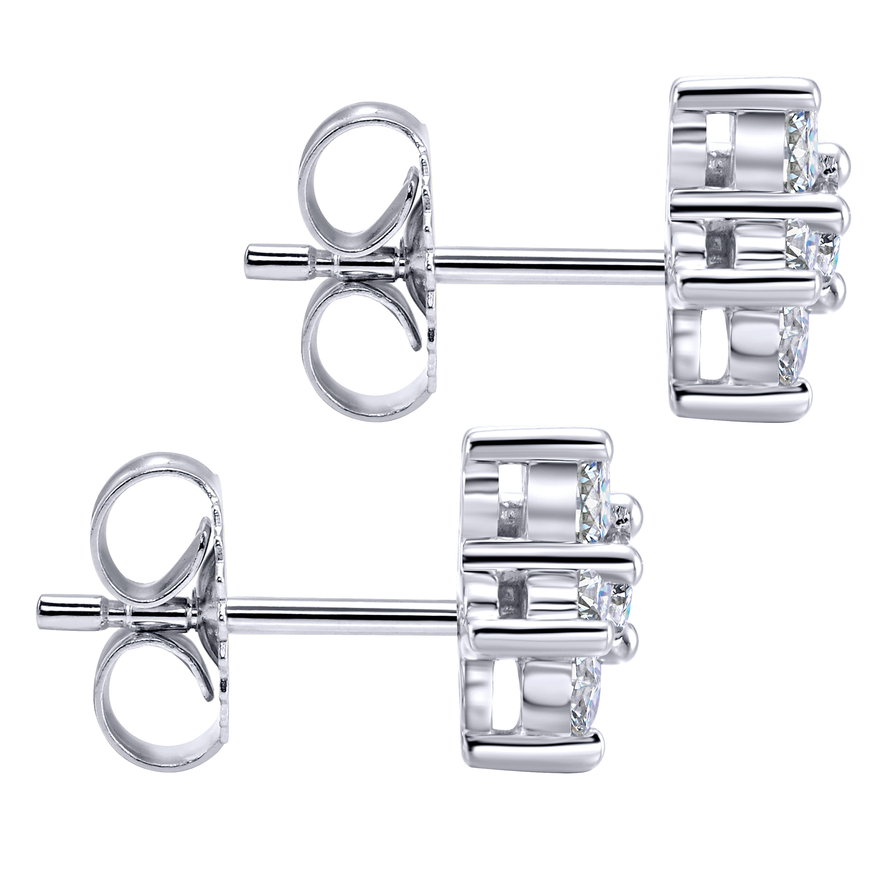 14K White Gold and Diamond Star Stud Earrings - 0.5 ct - Shot 3