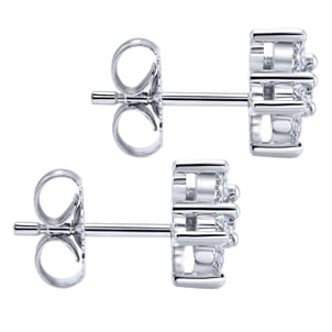 14K White Gold and Diamond Star Stud Earrings