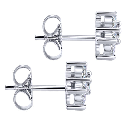 14K White Gold and Diamond Star Stud Earrings