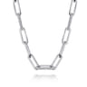 14K White Paper Clip Chain Necklace with Diamond Stations - 2.1 ct