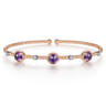 14K White-Rose Gold Amethyst and Diamond Station Bujukan Bangle - 0.11 ct