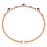 14K White-Rose Gold Amethyst and Diamond Station Bujukan Bangle - 0.11 ct