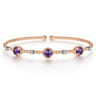 14K White-Rose Gold Amethyst and Diamond Station Bujukan Bangle - 0.11 ct