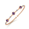 14K White-Rose Gold Amethyst and Diamond Station Bujukan Bangle - 0.11 ct