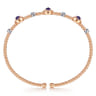 14K White-Rose Gold Amethyst and Diamond Station Bujukan Bangle - 0.11 ct