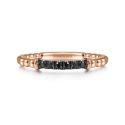 14K White-Rose Gold Black Diamond Bujukan Ring