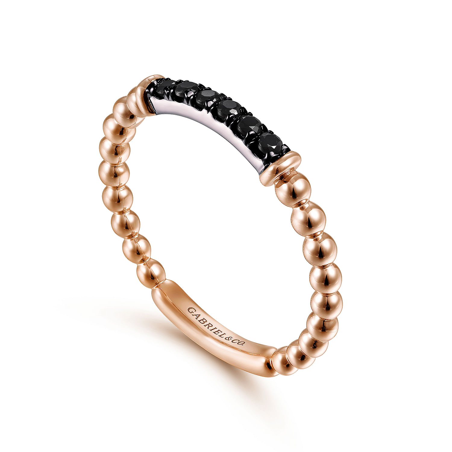 14K White-Rose Gold Black Diamond Bujukan Ring
