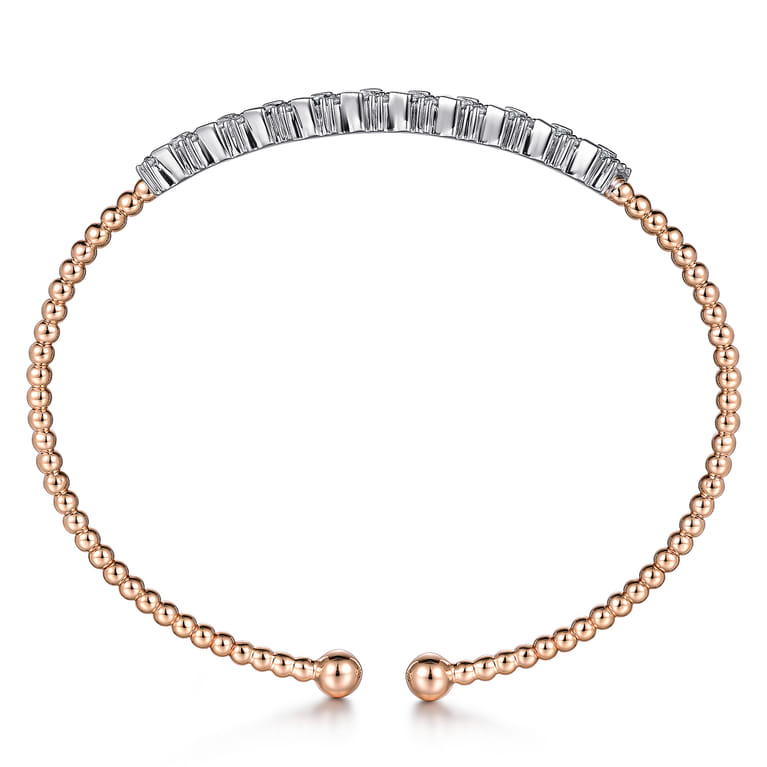 14K White-Rose Gold Bujukan Baguette Diamond Cuff Bracelet - 0.55 ct - Shot 3
