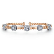 14K White-Rose Gold Bujukan Bangle With Diamond Stations