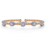14K White-Rose Gold Bujukan Bangle With Diamond Stations - 1.45 ct
