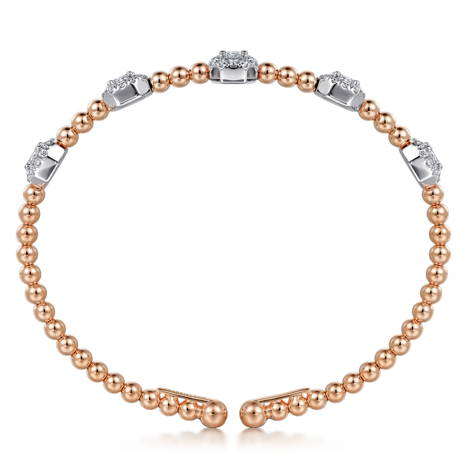 14K White-Rose Gold Bujukan Bangle With Diamond Stations - 1.45 ct - Shot 3