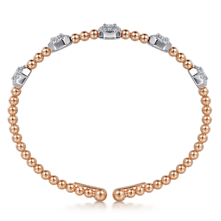 14K White-Rose Gold Bujukan Bangle With Diamond Stations - 1.45 ct - Shot 3