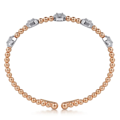 14K White-Rose Gold Bujukan Bangle with Diamond Stations