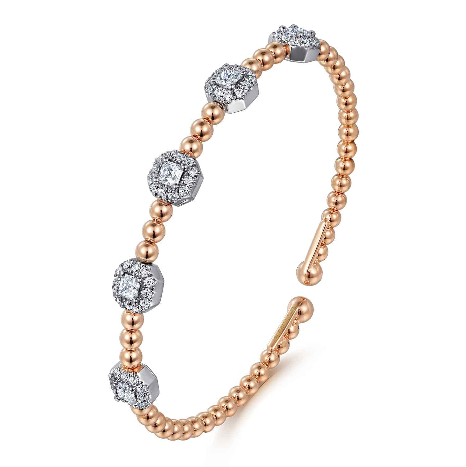 14K White-Rose Gold Bujukan Bangle with Diamond Stations - 1.45 ct - Shot 2