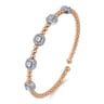 14K White-Rose Gold Bujukan Bangle with Diamond Stations - 1.45 ct