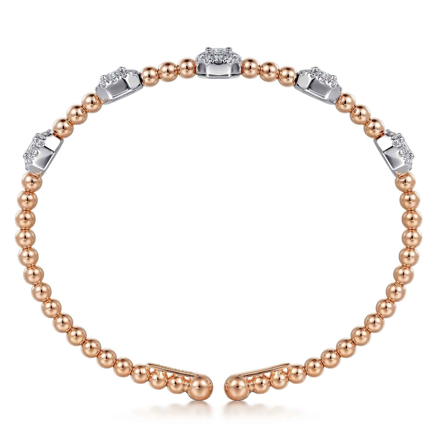14K White-Rose Gold Bujukan Bangle with Diamond Stations - 1.45 ct - Shot 3