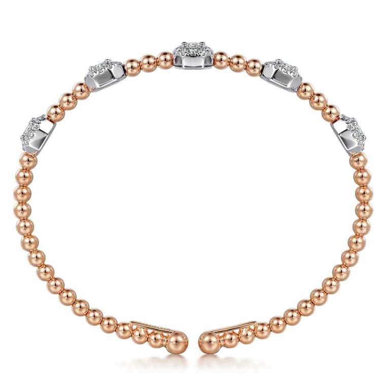 14K White-Rose Gold Bujukan Bangle with Diamond Stations - 1.45 ct - Shot 3