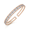 14K White-Rose Gold Bujukan Bead Cuff Bangle with Inner Diamond Channel - 0.35 ct