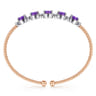 14K White-Rose Gold Bujukan Bead Cuff Bracelet with Amethyst and Diamond Stations - 0.2 ct