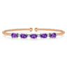 14K White-Rose Gold Bujukan Bead Cuff Bracelet with Amethyst and Diamond Stations - 0.2 ct