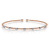 14K White-Rose Gold Bujukan Bead Cuff Bracelet with Diamond Stations - 0.21 ct