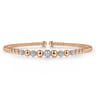 14K White-Rose Gold Bujukan Bead Cuff Bracelet with Pave Diamond Stations - 0.35 ct