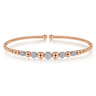 14K White-Rose Gold Bujukan Bead Cuff Bracelet with Pave Diamond Stations - 0.35 ct