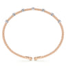 14K White-Rose Gold Bujukan Cuff Bracelet with Diamond Stations with Butter Cup Setting in size 6.25 - 0.21 ct