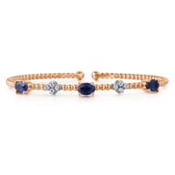 14K White-Rose Gold Bujukan Diamond And Sapphire Bangle