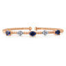 14K White-Rose Gold Bujukan Diamond And Sapphire Bangle - 0.16 ct