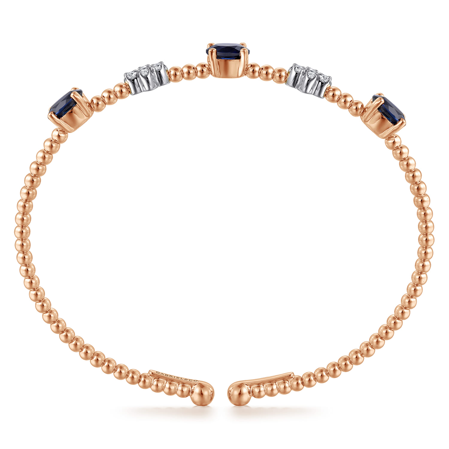 14K White-Rose Gold Bujukan Diamond And Sapphire Bangle - 0.16 ct - Shot 3