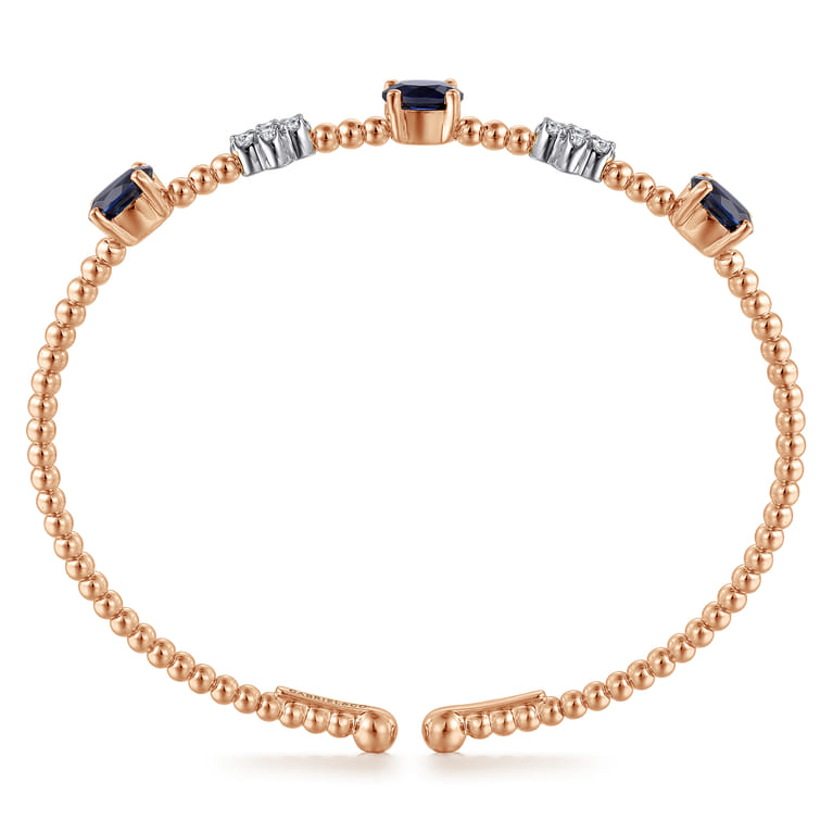 14K White-Rose Gold Bujukan Diamond And Sapphire Bangle - 0.16 ct - Shot 3