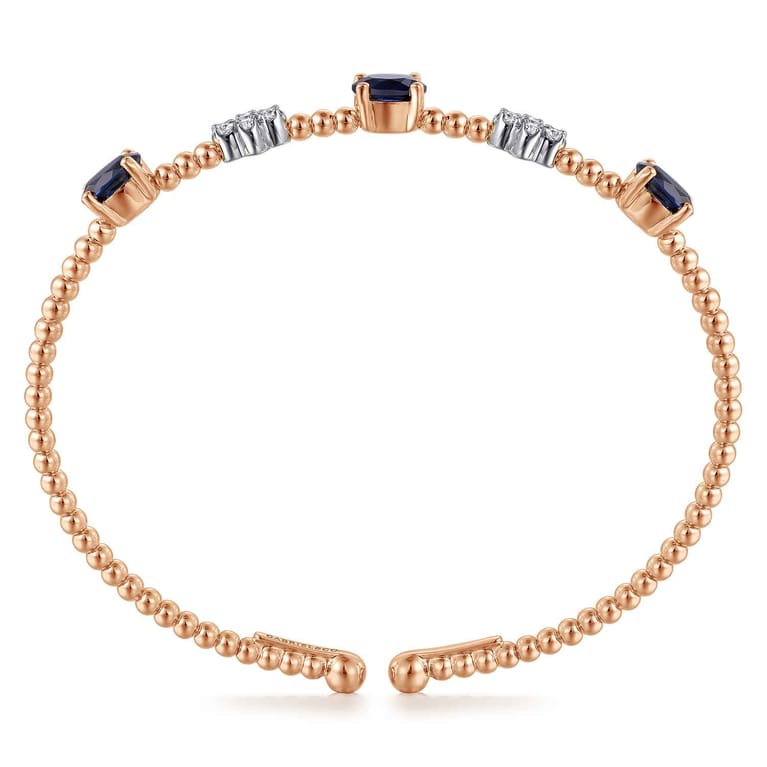 14K White-Rose Gold Bujukan Diamond And Sapphire Bangle - 0.16 ct - Shot 3