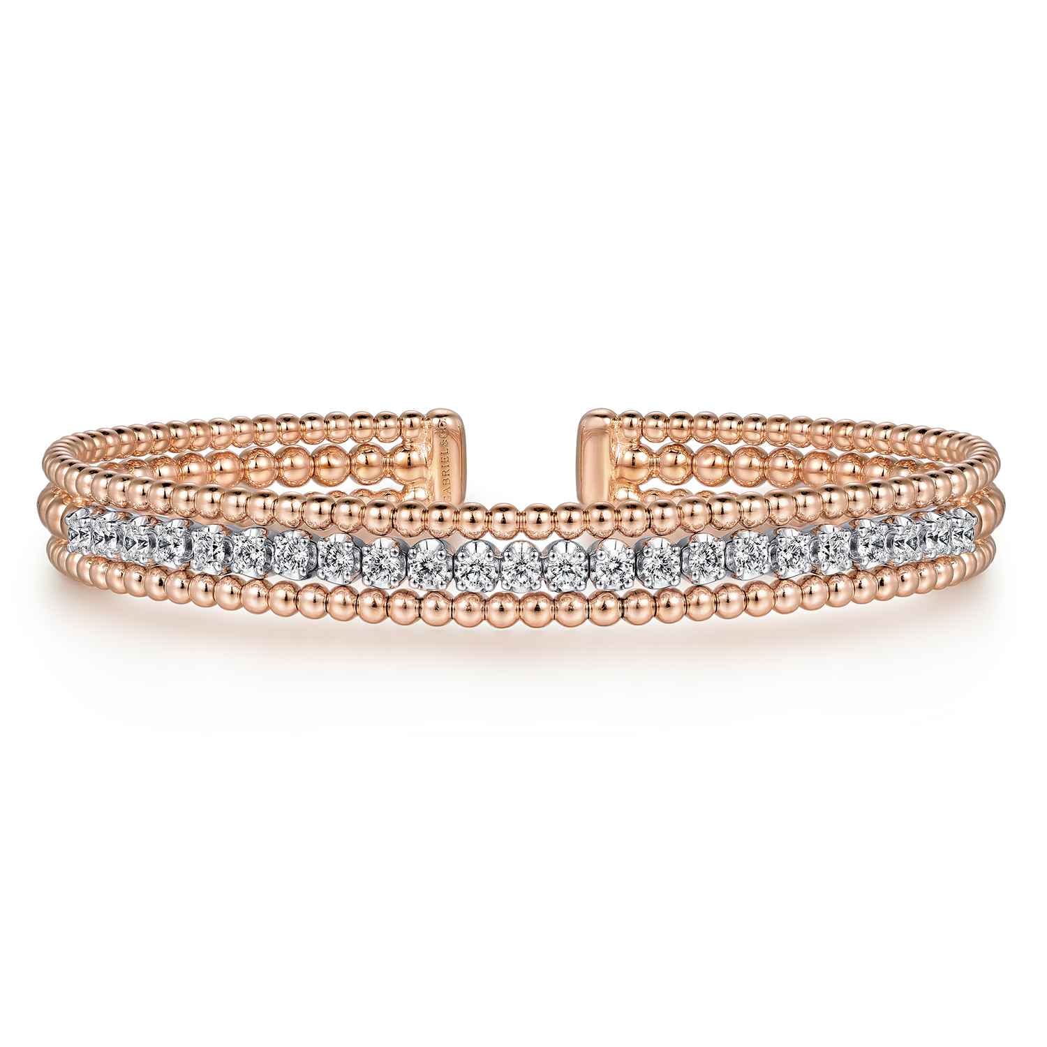 14K White-Rose Gold Bujukan Diamond Bangle - 0.95 ct - Shot 1