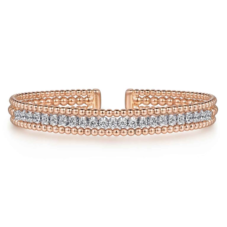 14K White-Rose Gold Bujukan Diamond Bangle - 0.95 ct - Shot 1