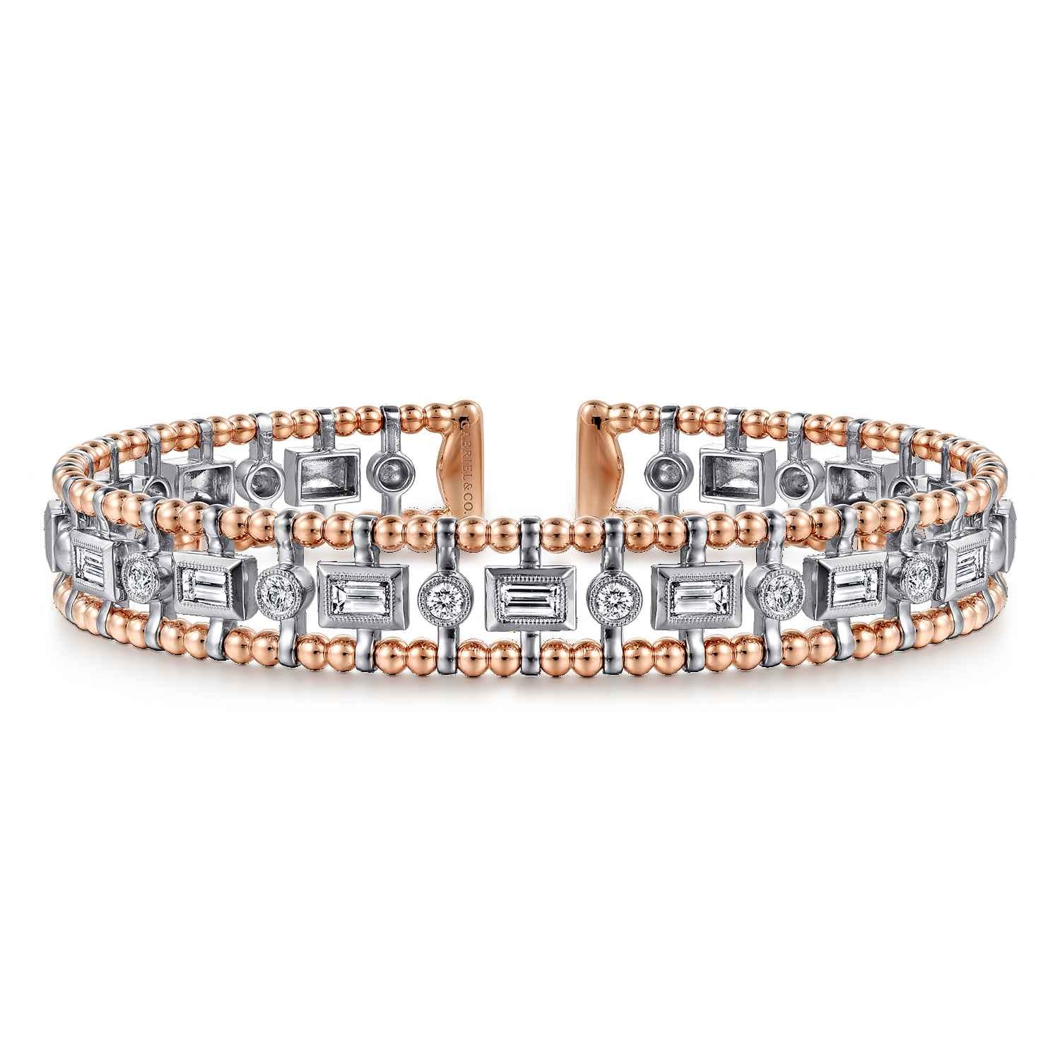 14K White-Rose Gold Bujukan Diamond Bangle - 1.05 ct - Shot 1