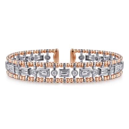 14K White-Rose Gold Bujukan Diamond Bangle