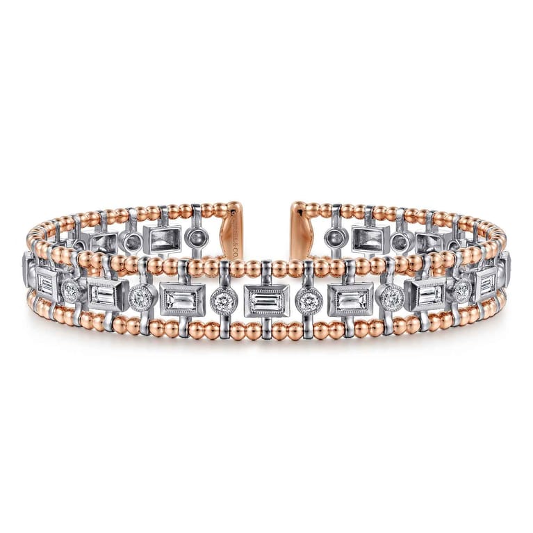 14K White-Rose Gold Bujukan Diamond Bangle - 1.05 ct - Shot 1