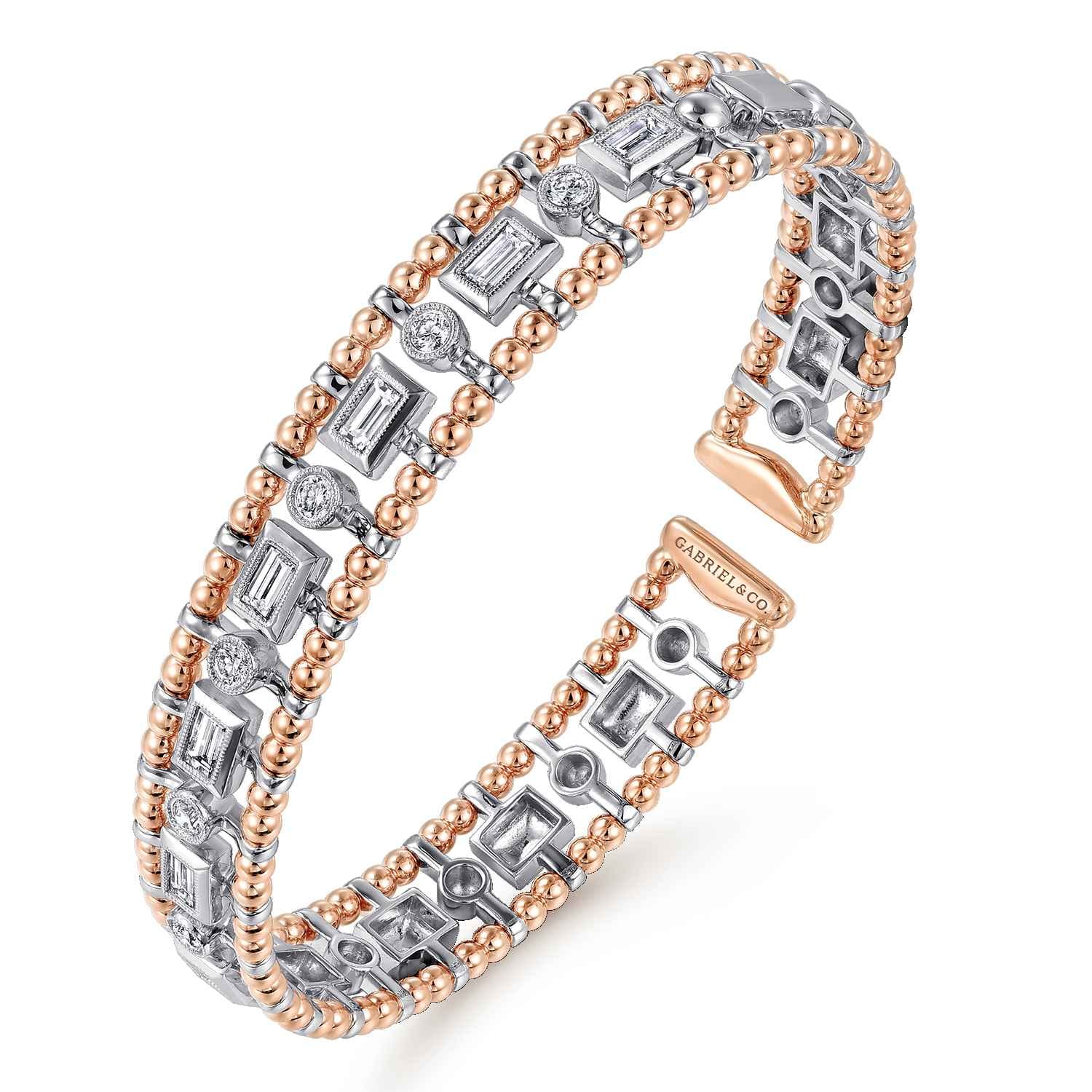 14K White-Rose Gold Bujukan Diamond Bangle - 1.05 ct - Shot 2