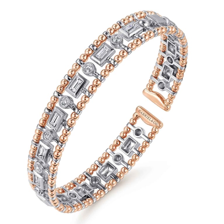 14K White-Rose Gold Bujukan Diamond Bangle - 1.05 ct - Shot 2