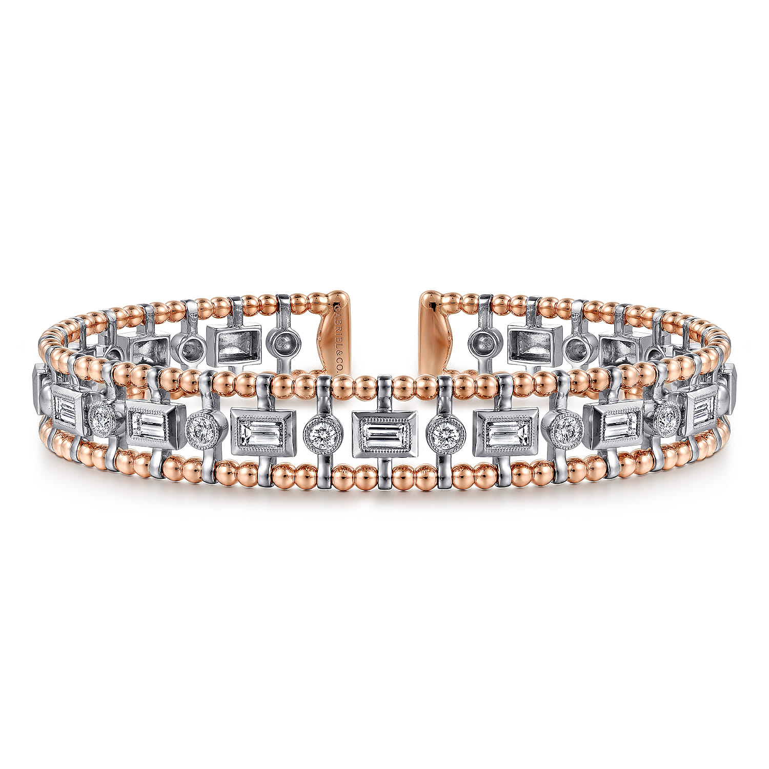 14K White-Rose Gold Bujukan Diamond Bangle - 1.05 ct - Shot 1