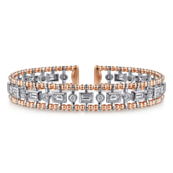 14K White-Rose Gold Bujukan Diamond Bangle
