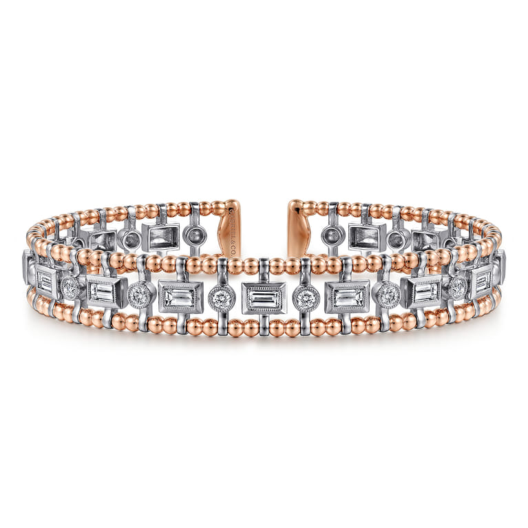 14K White-Rose Gold Bujukan Diamond Bangle - 1.05 ct - Shot 1