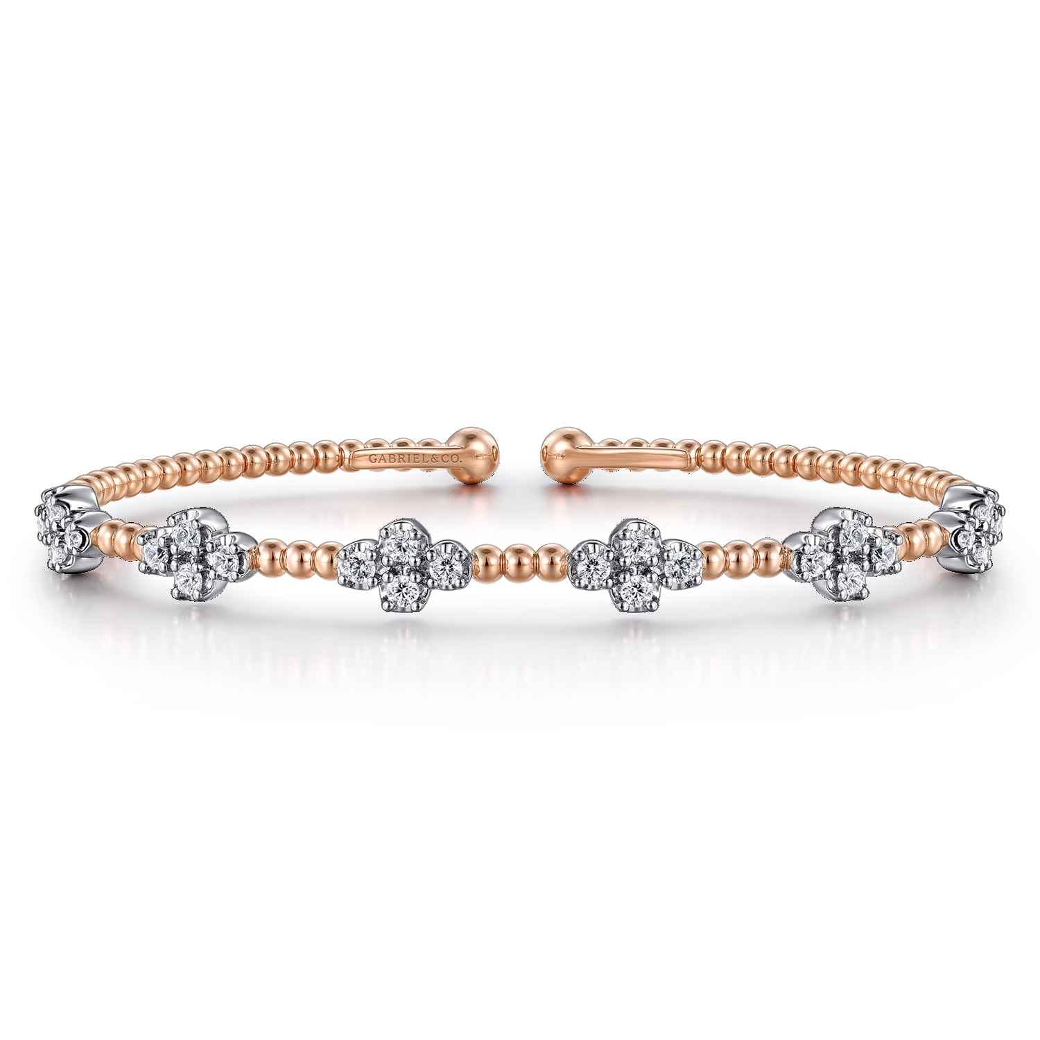14K White-Rose Gold Bujukan Diamond Bangle - 0.7 ct - Shot 1